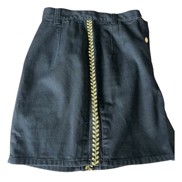 DAKOTA BLUE Star Black Vintage 90’s Jean Denim Gold Detail Skirt Size 11 - Picture 6 of 7
